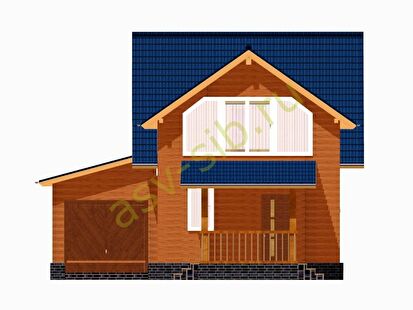 Вид спереди на дом с гаражом по проекту Б-91a.
