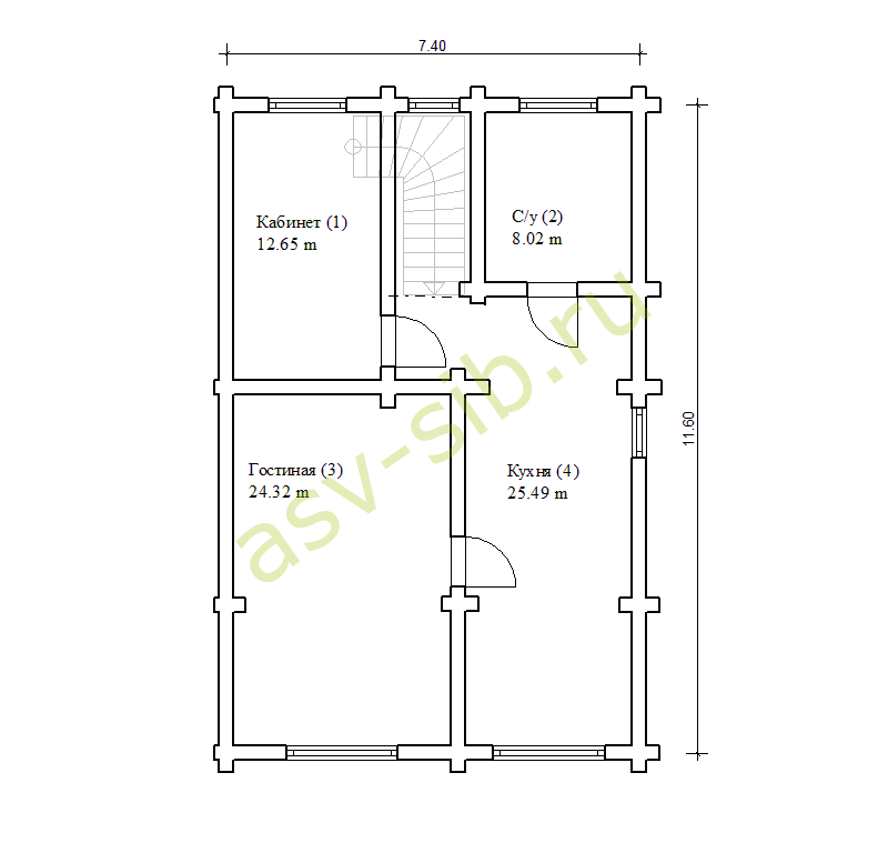 Планировка второго этажа дома-гаража, проект Г-184.